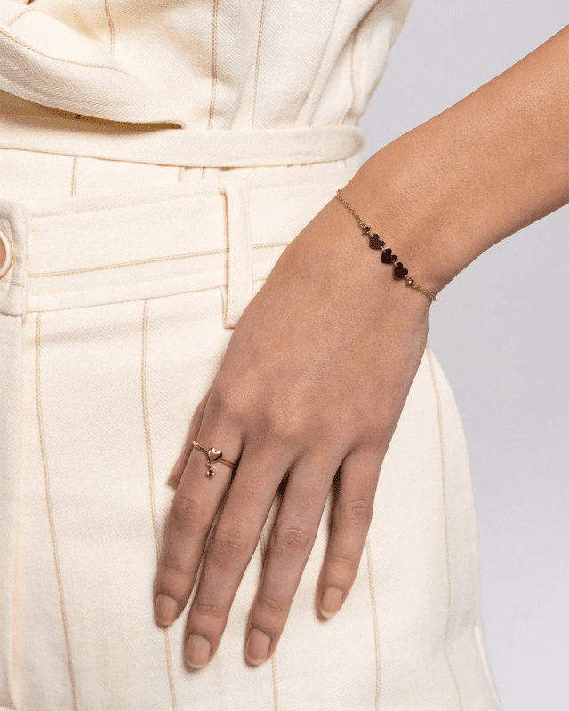 Bracciale 3 cuori e punto luce - brz-024 m2 cuo au